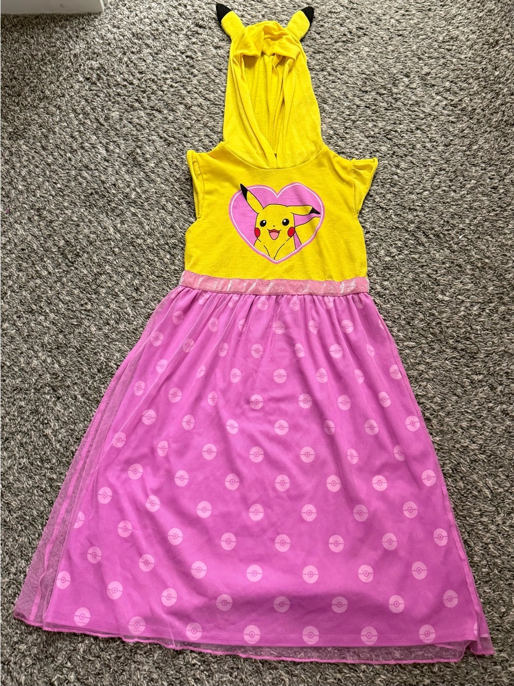 Pokemon Girls' Yellow & Pink Pikachu Hooded Nightgown